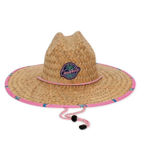 Chubbies Men's Straw Lifeguard Hat Pink Apex Swimmers front view