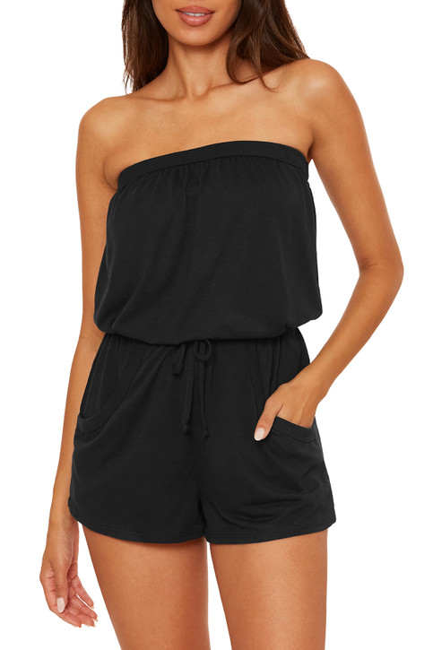 Becca Women's Beach Date Romper black front view