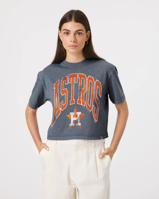 47 Brand Women's Houston Astros Mindi Heavy Slub Crop Tee Rusted Navy Front