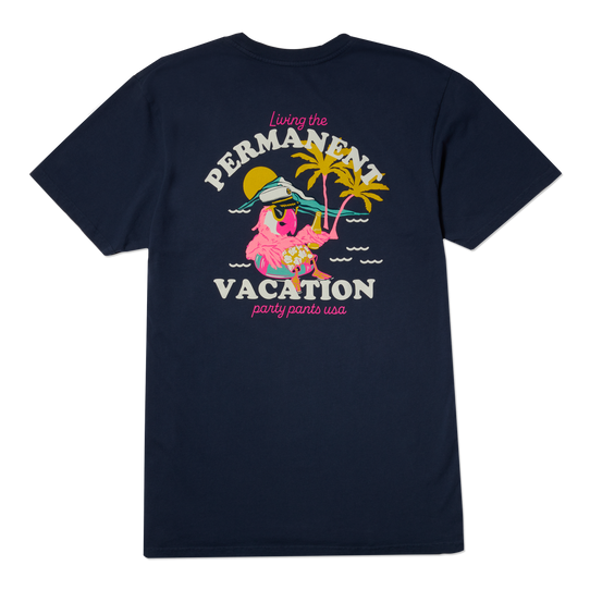 Party Pants Permanent Vacay T-Shirt Navy Blue back lay