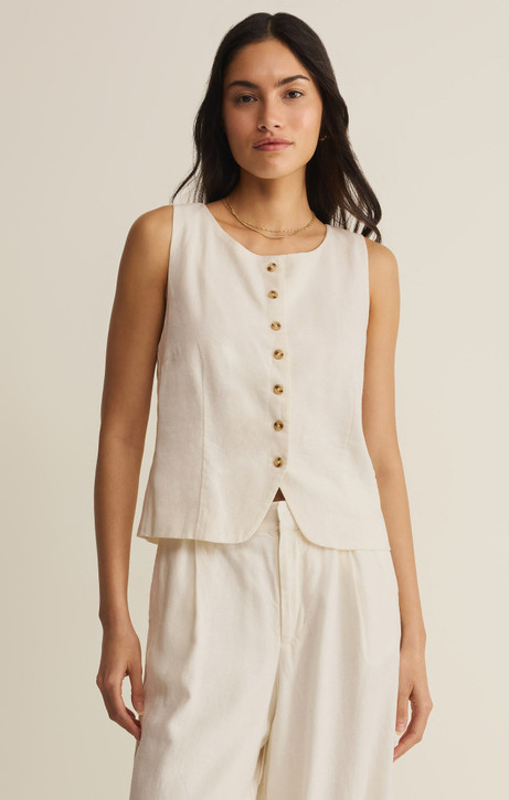 Z Supply Roman Linen Vest Top Cloud Full detail