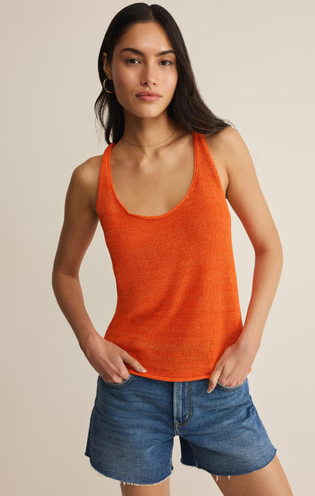 Z Supply Women's Perch Sweater Tank Tiger Lily Heather front view