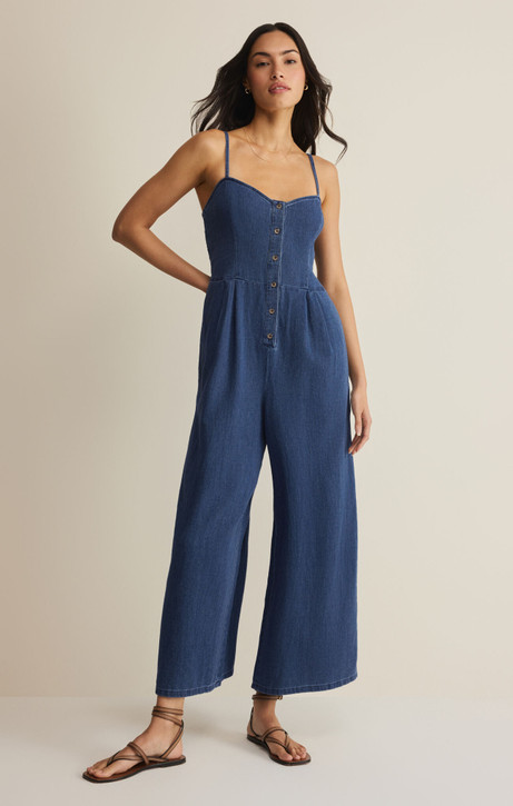 Z Supply Angel Eyes Jumpsuit Twilight Blue full look