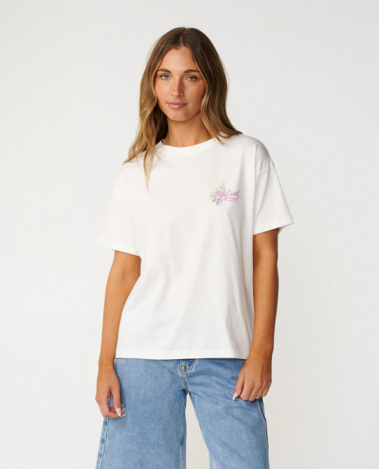 Rip Curl Women's Saloon Relaxed Tee in bone, front view