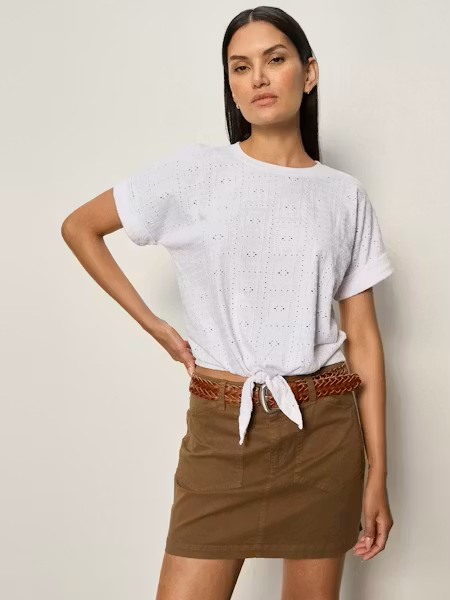 Sanctuary Women's Eyelet All Day Tie Tee in White