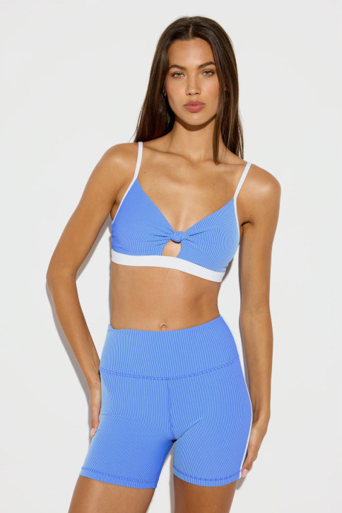 Spiritual Gangster Women's Auralight Unity Bra in ultra marine, front view