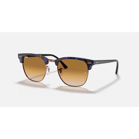 Ray-Ban Clubmaster Fleck sunglasses in spotted brown with blue gradient lenses