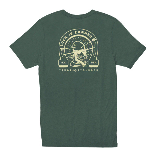 Texas Standard Men's Luck Is Earned Heritage Tee in natural lay flat view