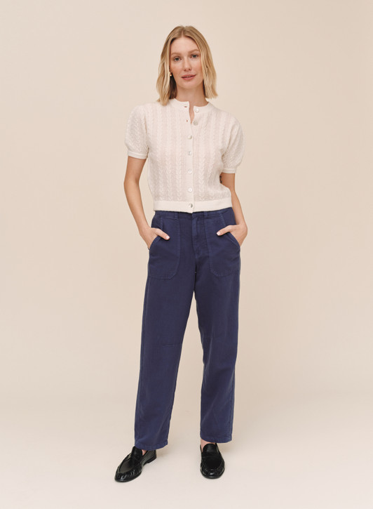 Bella Dahl Women's Porkchop Darted Knee Pants Deep Cobalt full length