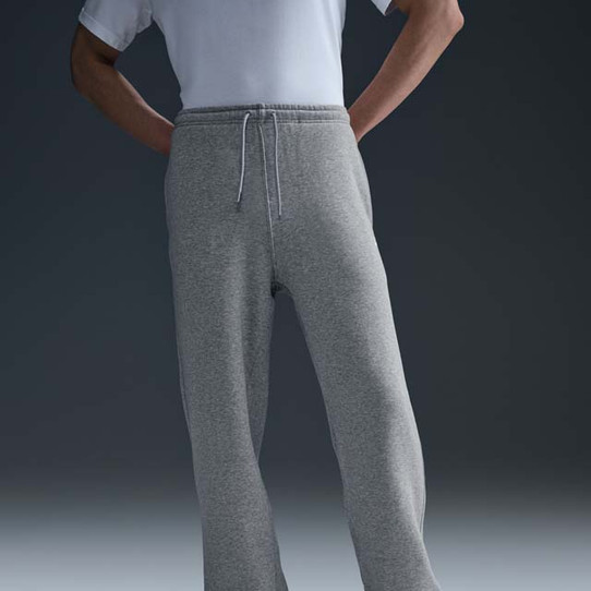 Nike Men's Club Open Hem Fleece Pants Dark Grey Heather/Smoke Grey front view