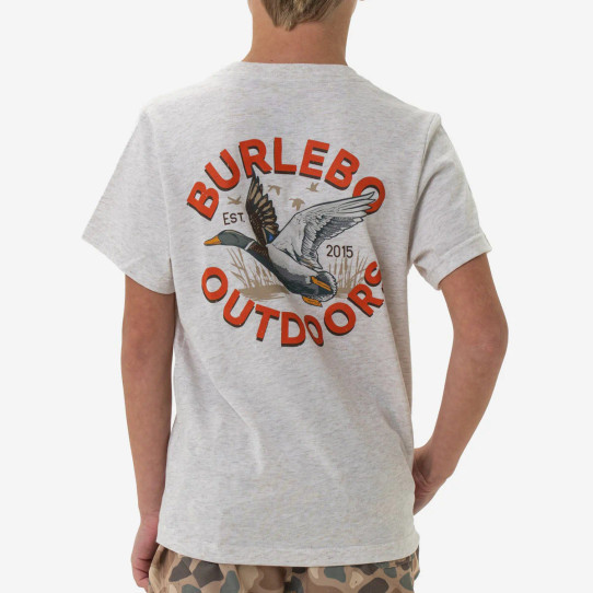 Burlebo Boys' Old School Duck Hunt Tee heather oatmeal back