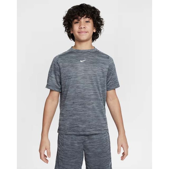 Nike Kids' Multi Dri-FIT Heather Workout Top Black/Lt Smoke Grey front view
