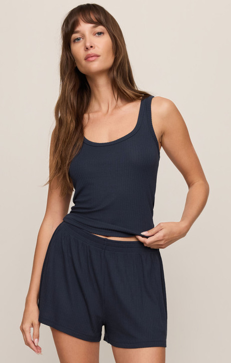 PJ Salvage Women's PJ Just Right Rib Tank Top Eclipse Full side view