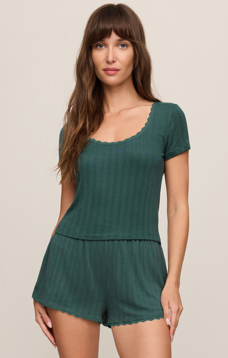 Z Supply Women's PJ Countryside Top Emerald Cove front view