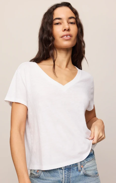 Z Supply Nomad V Neck Tee white front