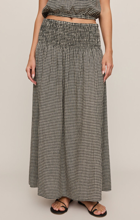 Z Supply Brooke Gingham Skirt Gingham Black front view
