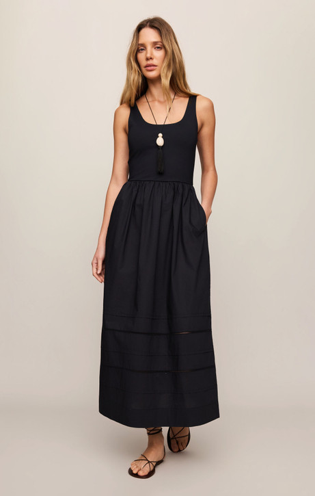 Z Supply Johanna Midi Dress Johanna Black full length view