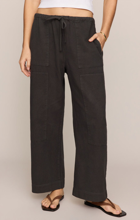 Z Supply Kit Twill Carpenter Pants Ash Black front view