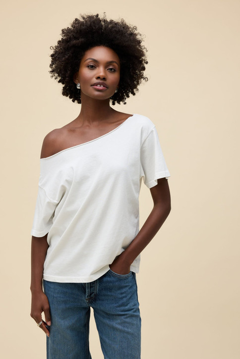 Daydreamer Women's Solid Off-The-Shoulder Tee Vintage White side