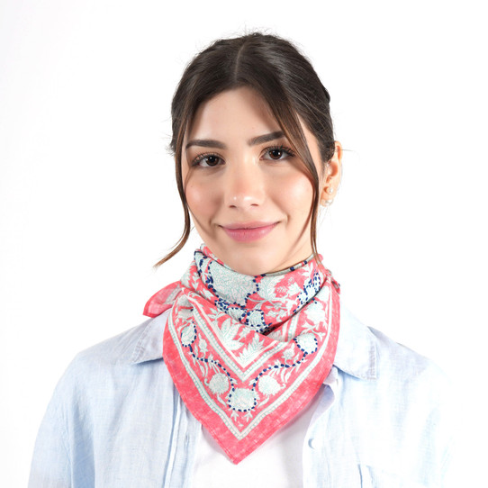 Vismaya Blooming Peonies Bandana in Rouge Red