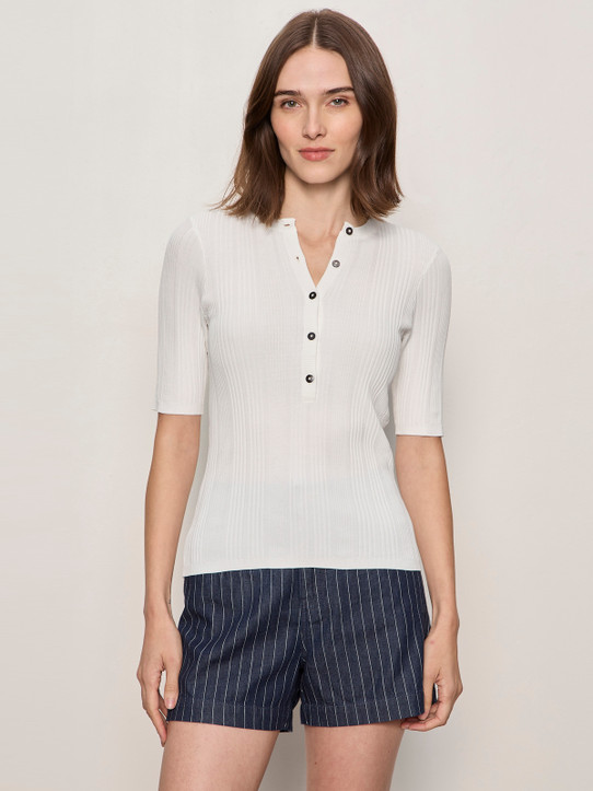 Sanctuary Women's Air of Ease Half Sleeve Tee in Chalk back view