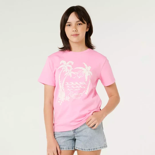 Rip Curl Girls' Moon Standard Tee in Pink