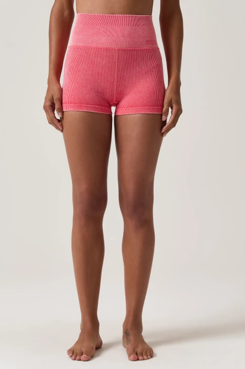 Spiritual Gangster Women's Seamless Love Shortie in Sunset Red detail view