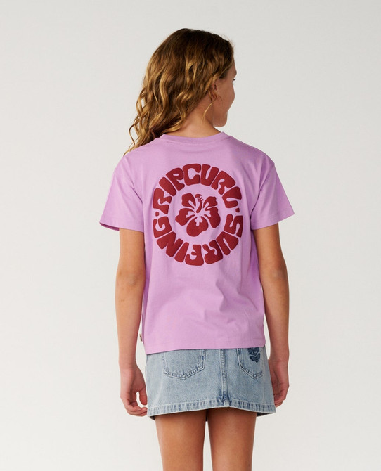 Rip Curl Girls' Surf Puff Relaxed Tee Bone/Blue side view