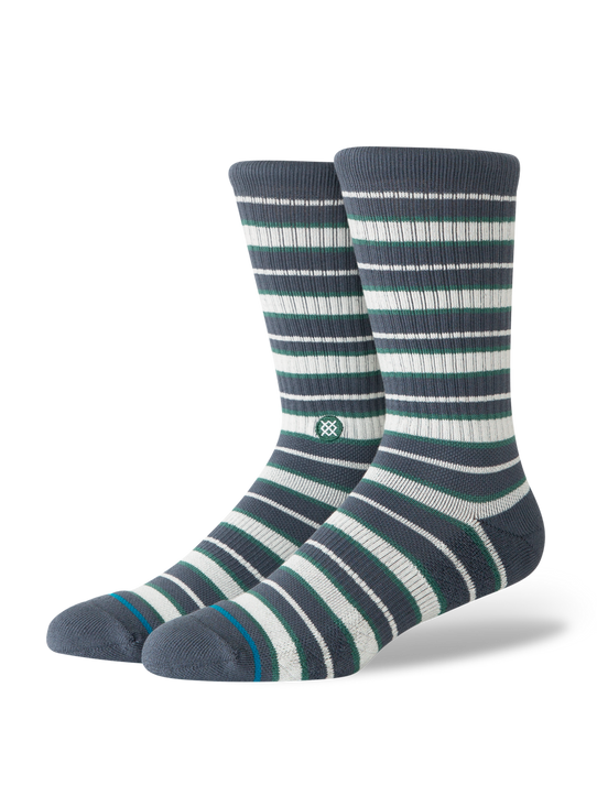 Stance Signature Stripe Crew Socks Turbulence flat lay