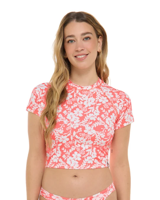 Body Glove Women's Blooms Rebel Crop Rashguard in Sunkissed