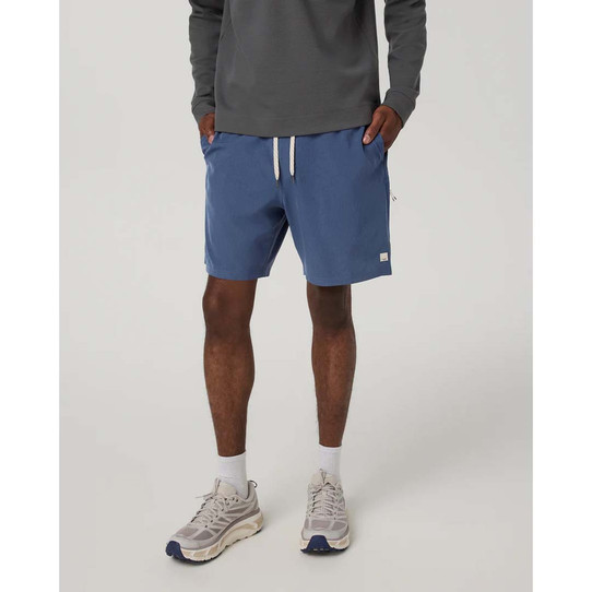 Vuori Men's Banks Session Shorts Azure Linen Texture front detail