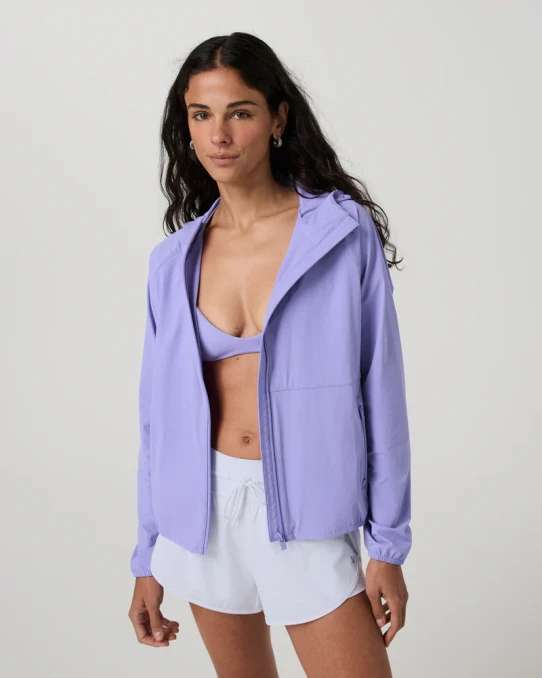 Vuori Women's Renew Trainer Shell Jacket Hyacinth front