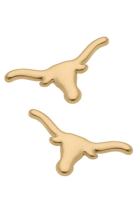 Canvas Style Texas Longhorns 24K Gold Plated Stud Earrings gold side view