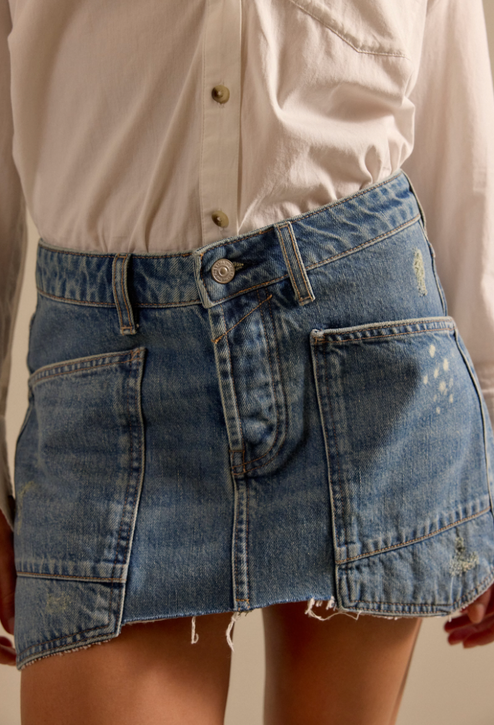 Free People Dolly Denim Mini Skirt Screenshot back view