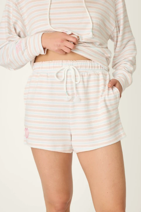 PJ Salvage Women's J'Adore Amour Sweetheart Stripes Lounge Shorts multicolor
