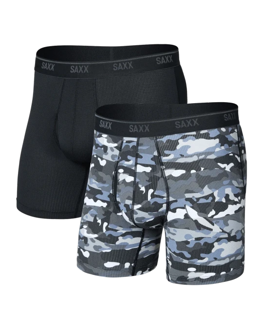 SAXX Men's Quest Quick-Dry Mesh Boxer Briefs in Killer Kamo/Black side view