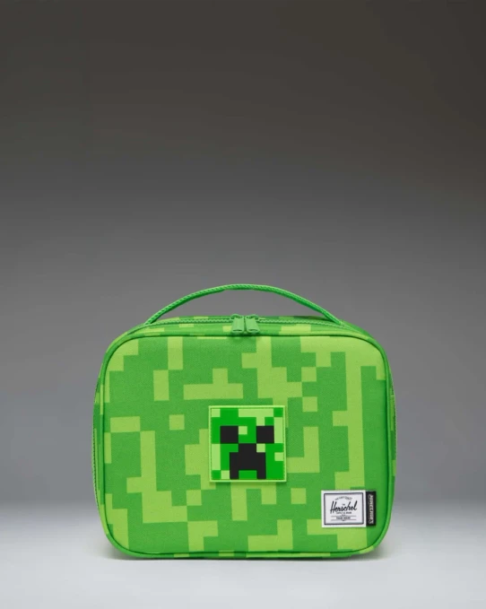 Herschel Supply Co Youth Minecraft Pop Quiz Lunch Box in Creeper side view