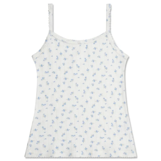 Iscream Girls' Blue Floral Pointelle Set Blue Floral Bottom tank top