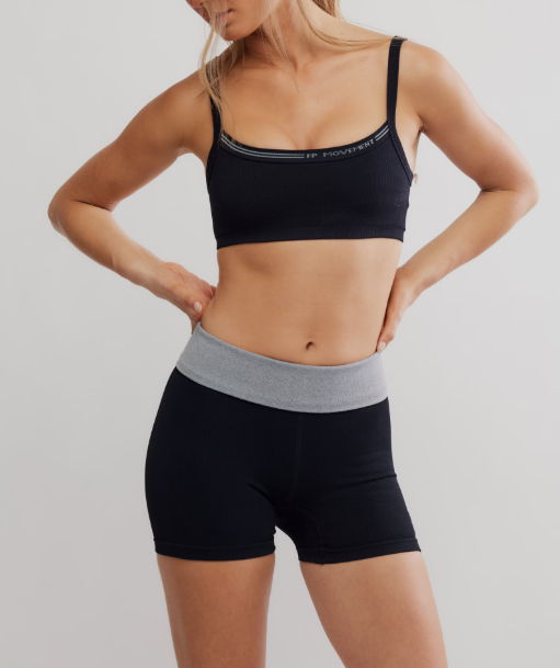 FP Movement Women's Tighten UP Foldover Shorts Black front view