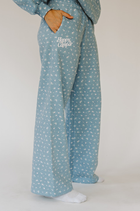 Happy Camp3r Peony Sweatpants Crystal Teal front view