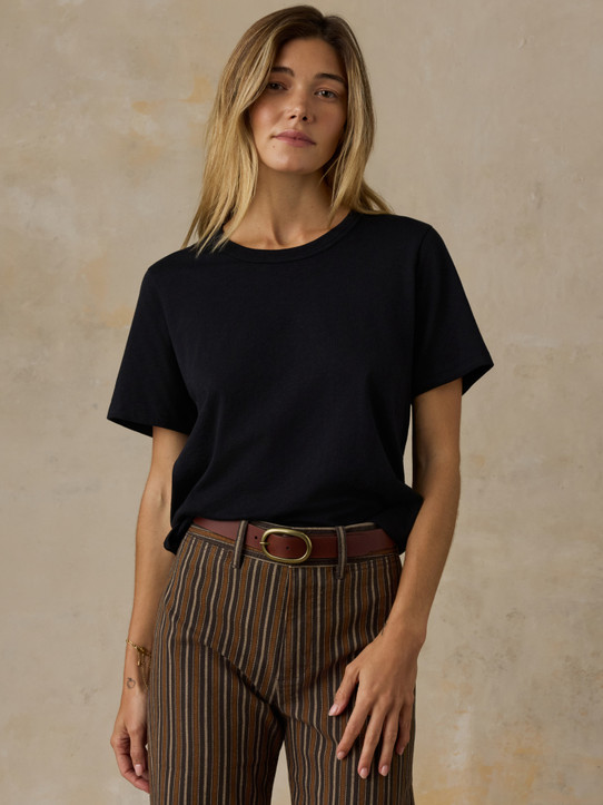 Faherty Women's Sunwashed Essential Tee Black Front