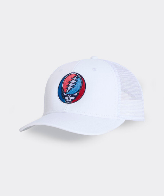 Vineyard Vines Grateful Dead Performance 5-Panel Hat White Cap front view