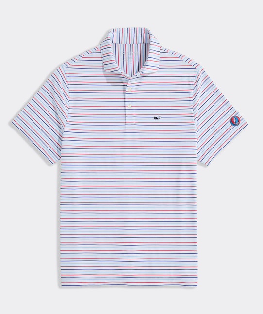 Vineyard Vines Grateful Dead Men's Performance Air Tech Polo Breakwater Stripe Detail front