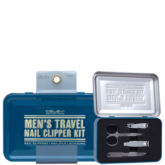 Travel Nail Clipper Kit silver case front view