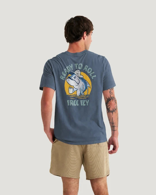 Free Fly Men's Morning Person Pocket Tee in Storm Cloud back view