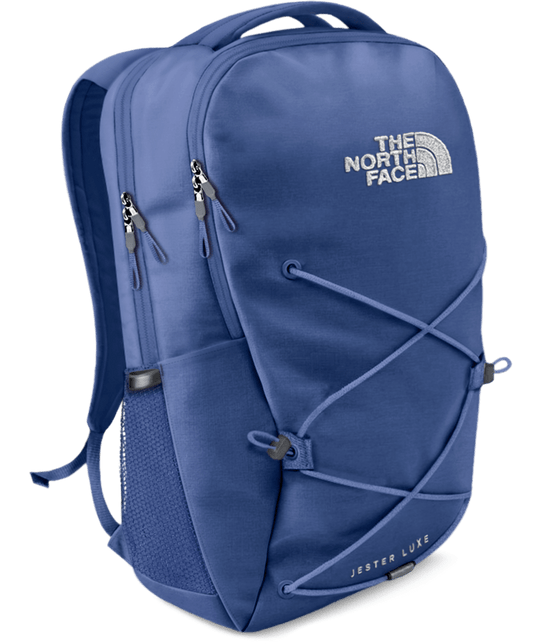 The North Face Women's Jester Luxe Backpack in Indigo Wonder/Metallic Silver front view