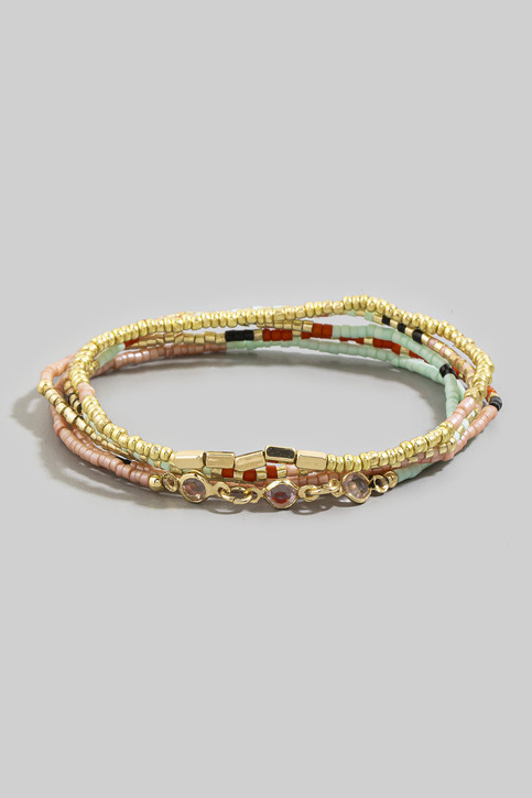 Fame Multicolor Seed Bead Bracelet Layering Set Peach/Mint front