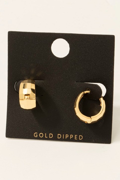 Fame Gold Dipped Geometric Hinge Hoop Earrings gold