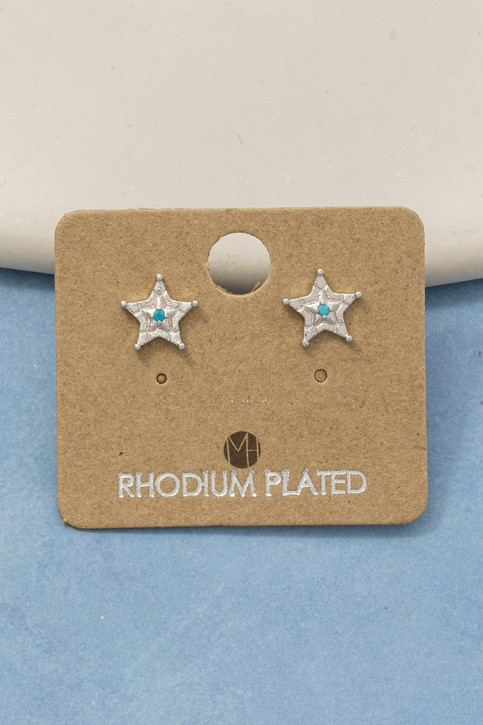 Fame Gold-Dipped Mini Star Badge Stud Earrings in Silver front view