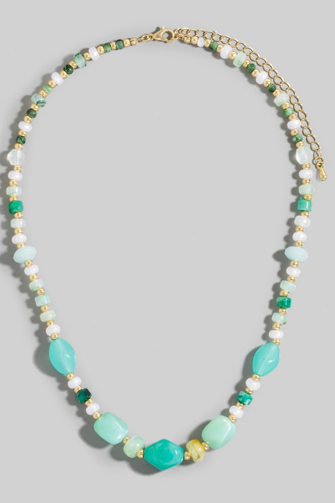 Fame Mixed Irregular Turquoise Resin Beaded Necklace full view
